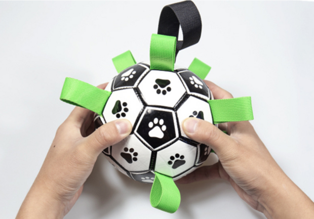 Honden Speelgoed Bal Voetbal Extra Sterk Met Handvaten  - 15 cm 