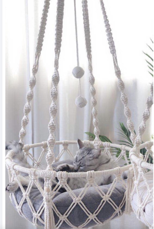 Cats&Co Hangmand macrame GRIJS kussen 