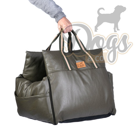 Dogs&Co Luxe Honden autostoel Leather Look Royal+  Olive
