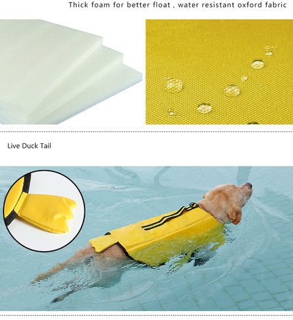 Zwemvest voor honden  Duck Geel - diverse maten