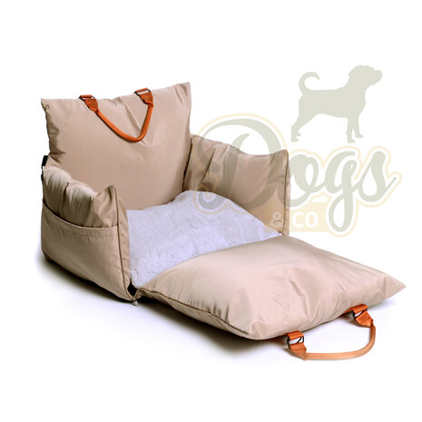 Dogs&Co Luxe Honden autostoel  Royal+ TAUPE Waterproof