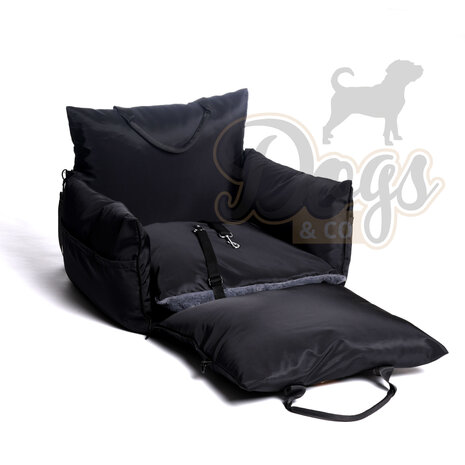 Dogs&Co Luxe Honden autostoel  Royal+  ZWART Waterproof 