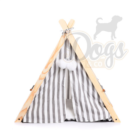 Dogs&Co Tippi Tent voor katten of kleine honden Grijs streep