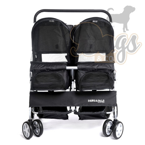 Paws&Pals Dubbele hondenbuggy  Zwart 