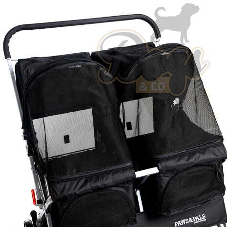 Paws&Pals Dubbele hondenbuggy  Zwart 