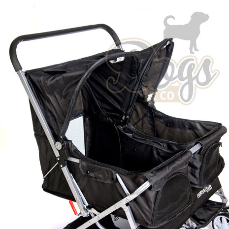 Paws&Pals Dubbele hondenbuggy  Zwart 