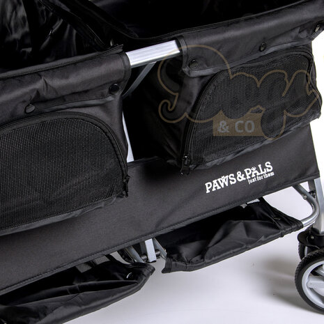 Paws&Pals Dubbele hondenbuggy  Zwart 