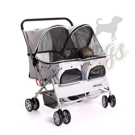 Paws&Pals Dubbele hondenbuggy Grijs
