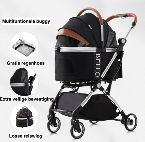 Luxe Multifunctionele Hondenbuggy Grijs