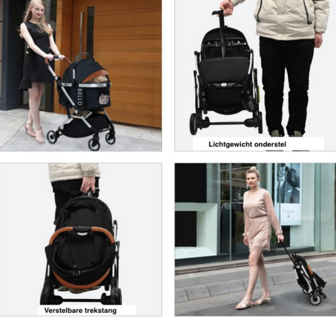 Luxe Multifunctionele Hondenbuggy Zwart