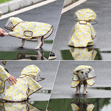 Waterproof regenjas/poncho voor honden "Let's go Bananas"