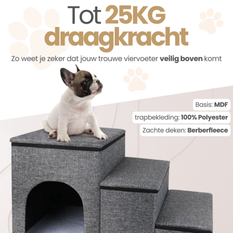 Dogs&Co® Hondentrap met opslagruimte Grijs