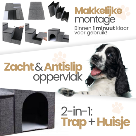 Dogs&Co® Hondentrap met opslagruimte Grijs