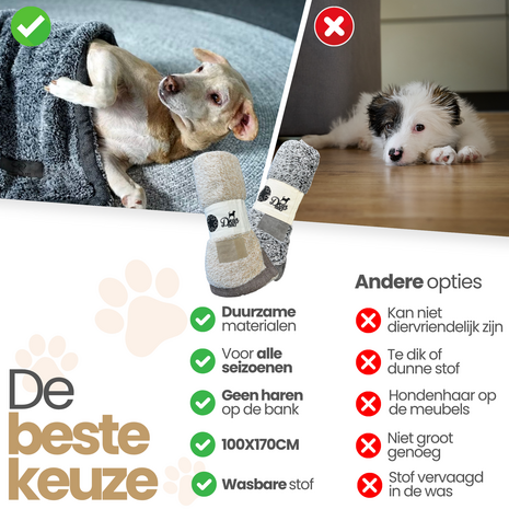 Dogs&Co® SNUGGLE fleece deken Beige 100x75cm 