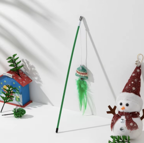 Christmas Cat Teaser Toy – Kerstspeeltje voor katten - Kerstboom