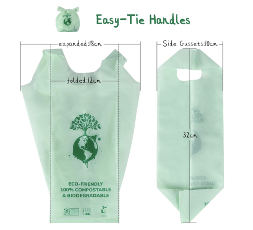 100% Afbreekbaar Maïszetmeel Hondenpoepzak Biologisch Afbreekbaar 5 rollen