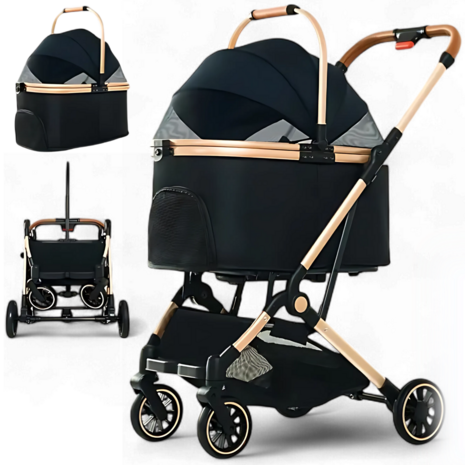 Dogs&Co® Luxe Multifunctionele Hondenbuggy Zwart