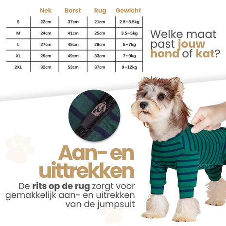 Dogs&Co® Comfort Jumpsuit voor Honden Mosgroen