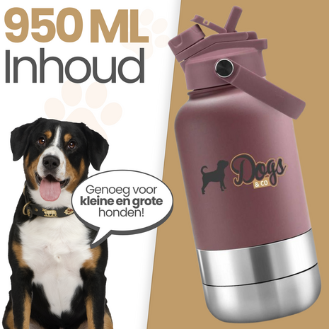 Dogs&Co&reg;&nbsp; Ge&iuml;soleerde Draagbare Drinkfles  Zwart