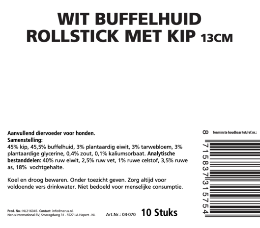 Dogs&Co&reg; Rollstick met kip 13cm (10stuks)