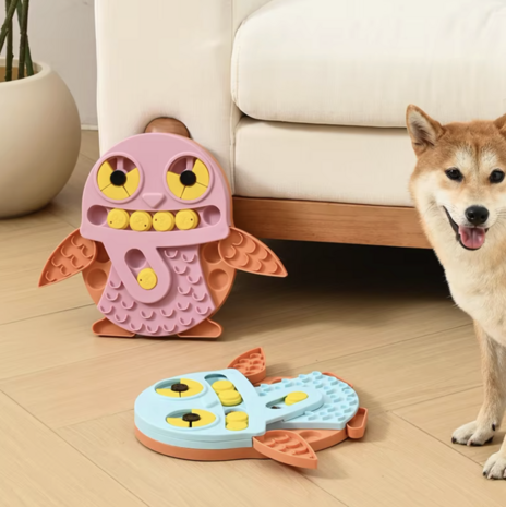 Interactief Denkspel voor Honden Roze &ndash; Puzzel & Snuffelspel &ndash; Anti Verveling &ndash; Uil &ndash; 30,5 cm