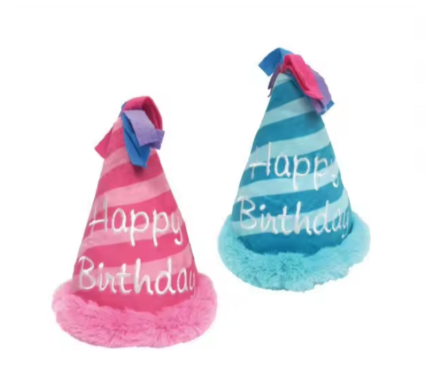 Dogs&amp;Co Birthday hoed pluche blauw