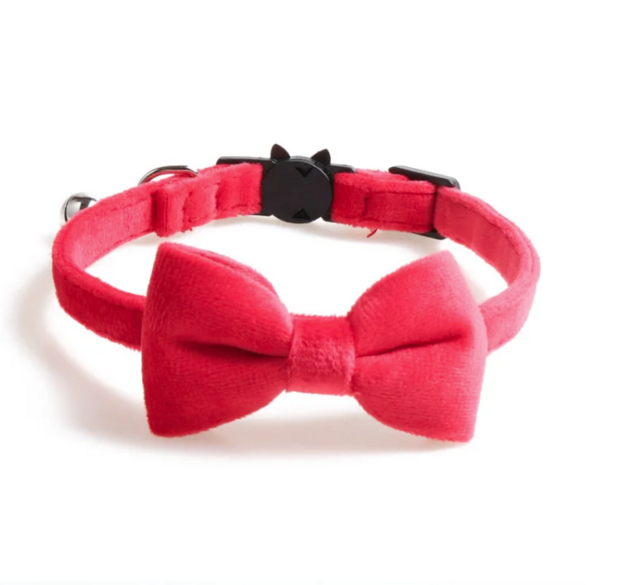 Kattenhalsband met strik Rood Velvet