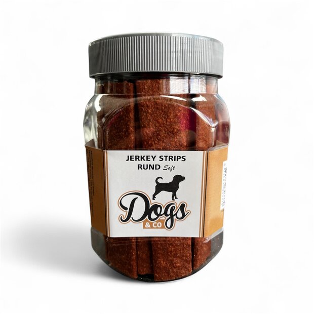 Jerkey Strips Rund 390gram/Pot  Dogs&amp;Co