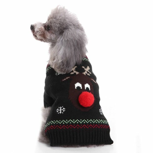 Honden "Foute" Kersttrui Zwart Eland