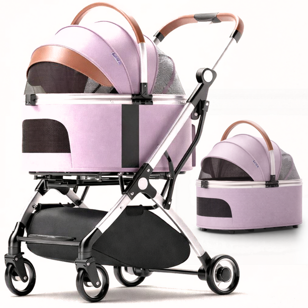 Dogs&amp;Co&reg; Hondenbuggy Deluxe  Pink - Opvouwbaar - Premium banden - RVS - Hond &amp; Kat - Hondenwagen - Huisdierenwagen
