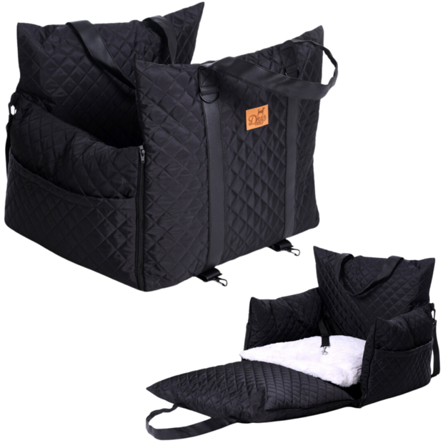 Dogs&amp;Co Luxe Honden autostoel  Royal+ Black Waterproof Quilt