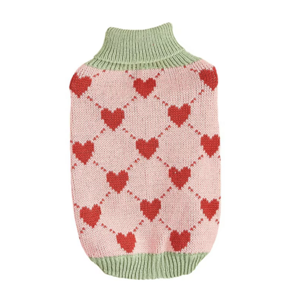 Honden Trui Hartjes Roze/Groen