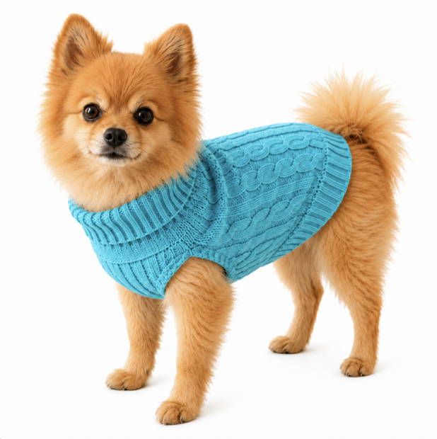 Honden Trui Gebreid &ndash; Warme Puppy &amp; Kleine Hond Trui &ndash; Zachte Kabel Knit Sweater voor Herfst &amp; Winter &ndash; Turquoise