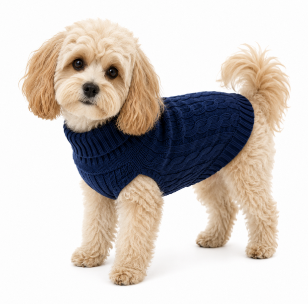 Honden Trui Gebreid &ndash; Warme Puppy &amp; Kleine Hond Trui &ndash; Zachte Kabel Knit Sweater voor Herfst &amp; Winter &ndash; Navy