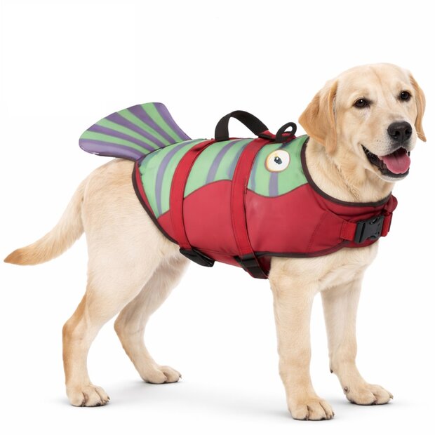 Honden Zwemvest Garnaal &ndash; Veiligheidsvest voor Honden &ndash; Met Handvat &ndash; Verstelbaar &ndash; Rood