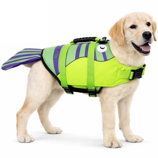 Honden Zwemvest Garnaal &ndash; Veiligheidsvest voor Honden &ndash; Met Handvat &ndash; Verstelbaar &ndash; Groen