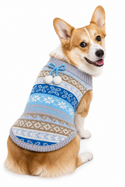 Gebreid Noors Honden TruitjeBlauw 