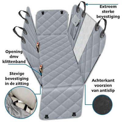 Beschermhoes voor Auto Grijs Dogs&Co incl. 1x autogordel