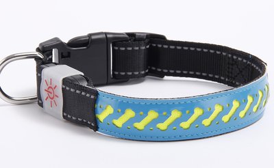 Led Hondenhalsband USB oplaadbaar BLAUW met design bot