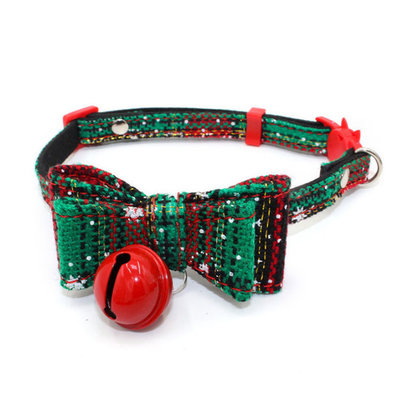 Halsband met strik voor hond of kat speciaal voor Kerstmis Groen