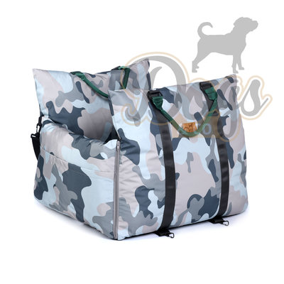 Dogs&Co Luxe Honden autostoel  Royal+  Camouflage Grijs Waterproof