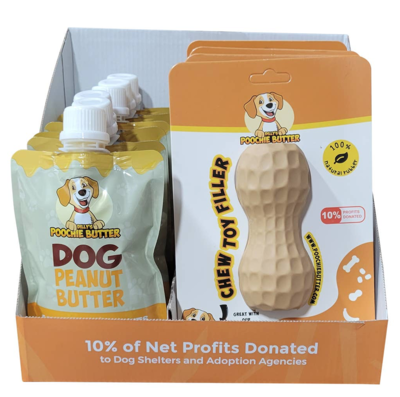 Combinatie Poochie Butter hondenpindakaas + Peanut speelgoed