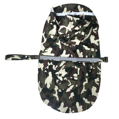 Waterproof regenjas  voor honden met reflectie strip - Camouflage Groen