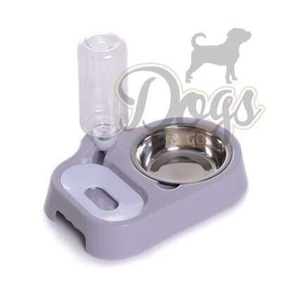 Basic Voerbak En Automatische Waterbak Voor Kat Of Kleine Hond – Grijs