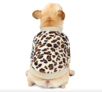 Teddy Fleece Hondentrui Leopard Ecru