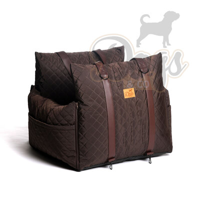 Dogs&Co Luxe Honden autostoel  Royal+ Choco Waterproof Quilt (tijdelijk uitverkocht)