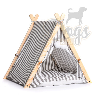 Dogs&Co Tippi Tent voor katten of kleine honden Grijs streep