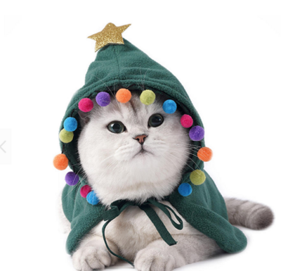 Kerstponcho Groen voor kleinehond of kat