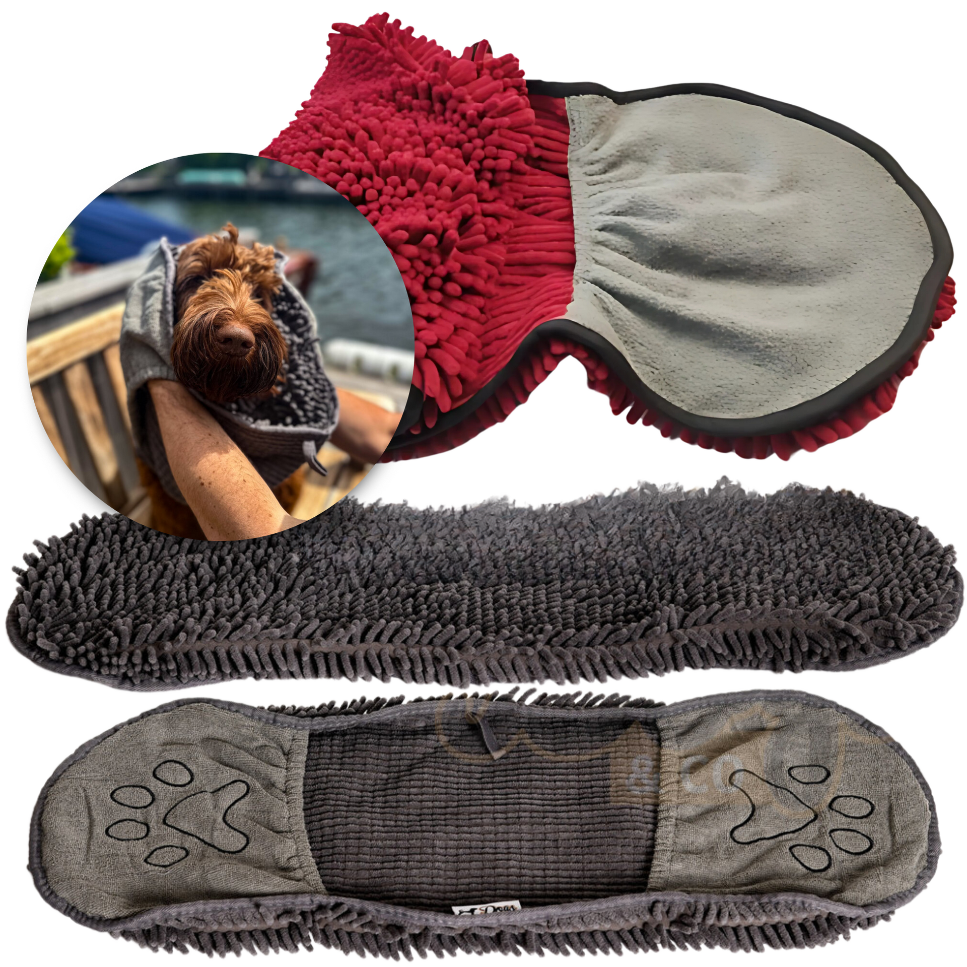 Dogs&Co Honden Handdoek - Rood - 80 x 35 cm - Microvezel